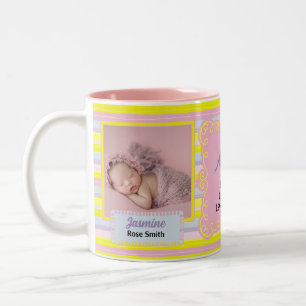 Tasse 2 Couleurs Fier Tante rose et jaune rayures 2 Photos