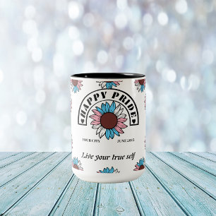 Tasse 2 Couleurs Fierté joyeuse LGBTQ : Tournesol aux couleurs tran