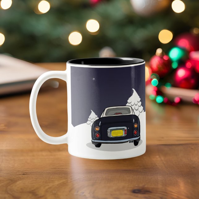 Tasse 2 Couleurs Figaras Fêtes Fête Noir Figaro Voiture (Happy Figmas! Add your name to this festive figaro mug)