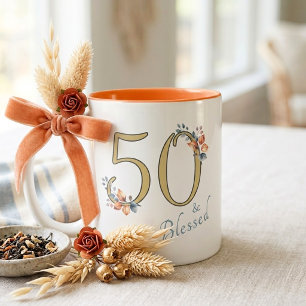 Tasse 2 Couleurs Fille agée de 50 ans bénie Boho Automne