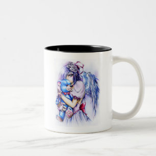 Tasse 2 Couleurs Fille angélique gothique rose anime avec Teddy