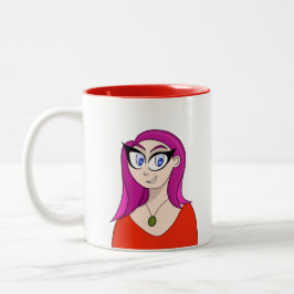 Tasse 2 Couleurs Fille avec collier et cheveux élégants