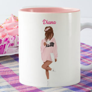 Tasse 2 Couleurs Fille en Malibu rose Café personnalisé personnalis