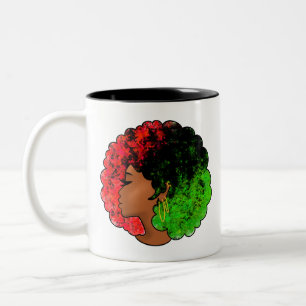 Tasse 2 Couleurs Fille noire panafricaine femme rouge vert fierté a
