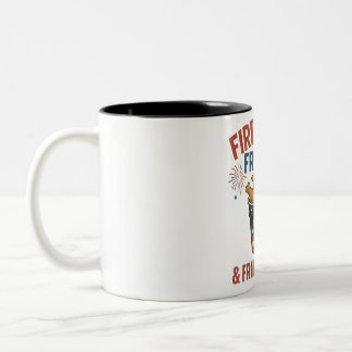 Tasse 2 Couleurs Fireworks Freedom & Fried Chicken, Drôle 4 Juillet