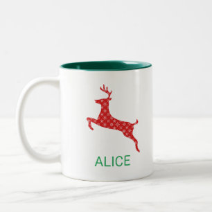 Tasse 2 Couleurs Flammes de neige rouges rennes personnalisées
