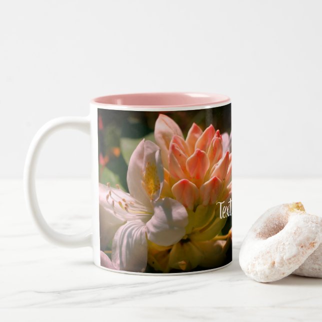 Tasse 2 Couleurs Fleur Azalée blanche personnalisée (Avec donut)