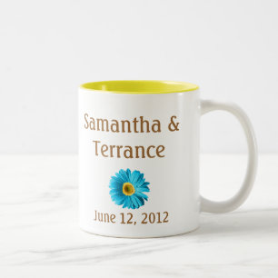 Tasse 2 Couleurs Fleur bleu marguerite personnalisable