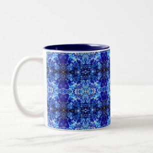 Tasse 2 Couleurs Fleur bleue abstraite