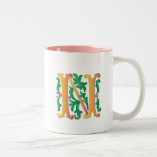 Tasse 2 Couleurs Fleur de lis N Monogramme