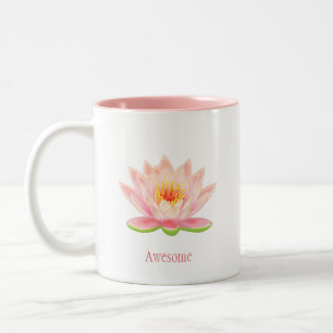 Tasse 2 Couleurs Fleur de lotus rose sur fond blanc
