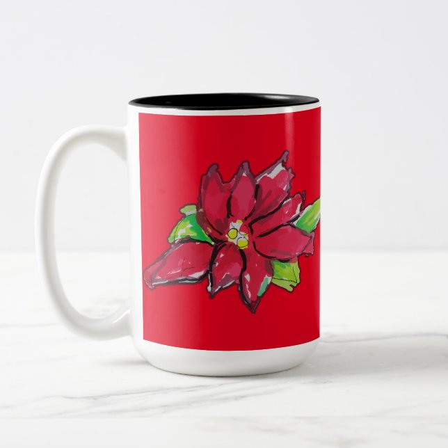 Tasse 2 Couleurs Fleur de Noël (Gauche)
