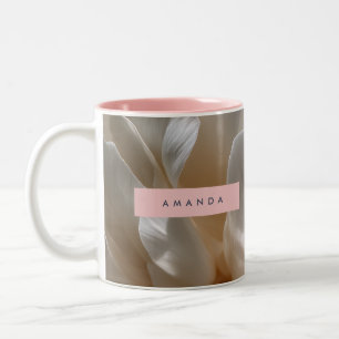 Tasse 2 Couleurs Fleur de Pivoine Blanche Élégante Personnalisée