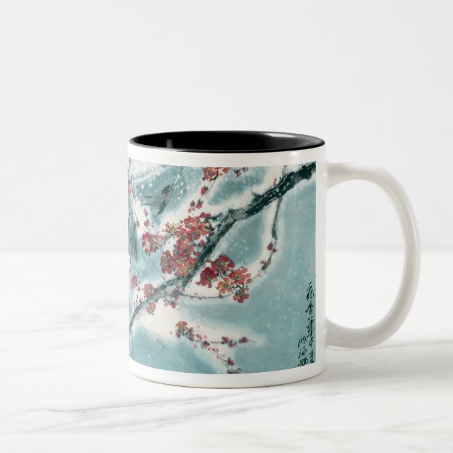 Tasse 2 Couleurs Fleur de prune dans la neige (Droit)