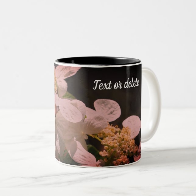Tasse 2 Couleurs Fleur Lacecap Hydrangea Personnalisée (Devant droit)