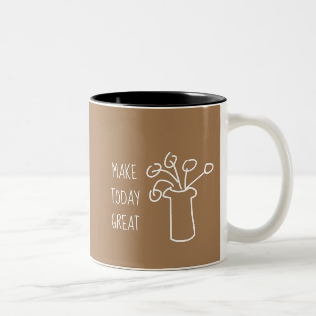 Tasse 2 Couleurs Fleur moderne simple blanc (Droit)