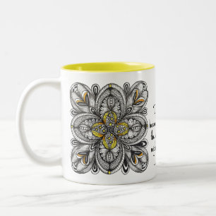 Tasse 2 Couleurs Fleur ouverte gribouillis dessiné à la main avec c
