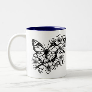 Tasse 2 Couleurs Fleur papillon