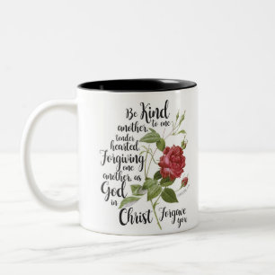 Tasse 2 Couleurs Fleur Rose vintage illustrée par un verset bibliqu