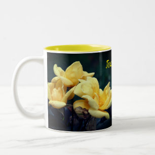 Tasse 2 Couleurs Fleur Rosebud Jaune Personnalisée