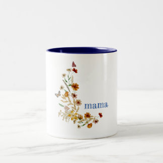Tasse 2 Couleurs Fleur sauvage aquarelle mignonne nom personnalisé