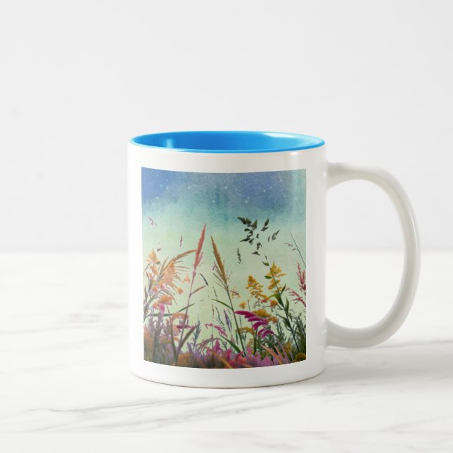 Tasse 2 Couleurs Fleur sauvage Et Étoiles (Droit)