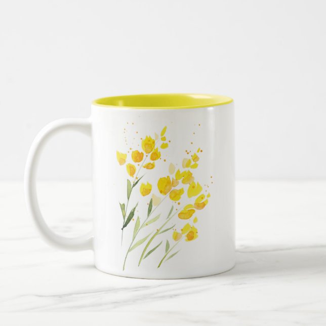 Tasse 2 Couleurs Fleur sauvage jaune (Gauche)