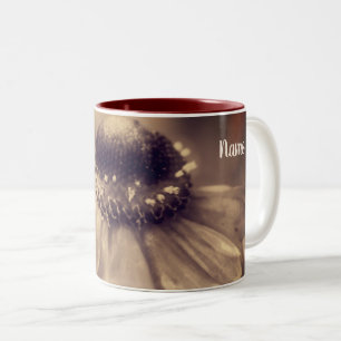 Tasse 2 Couleurs Fleur Sepia Zinnia âgée Personnalisée