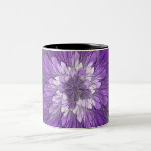 Tasse 2 Couleurs Fleur Violette Psychedelique Art Fractal Abstrait