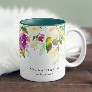 Tasse 2 Couleurs Fleur vive Aquarelle personnalisée Florale