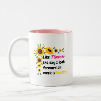 Tasse 2 Couleurs fleurs amour dimanche drôle collègues cadeau