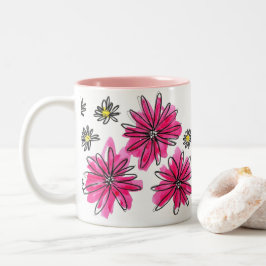 Tasse 2 Couleurs Fleurs blanches et roses