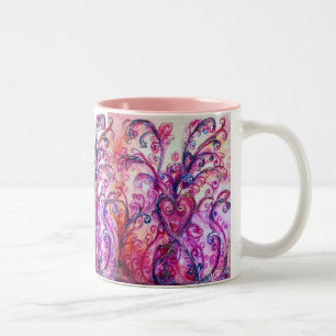 Tasse 2 Couleurs FLEURS BLANCHES rose vif pourpre blanc