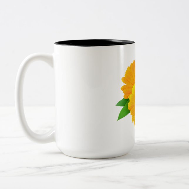Tasse 2 Couleurs Fleurs Calendula arrangées (Gauche)
