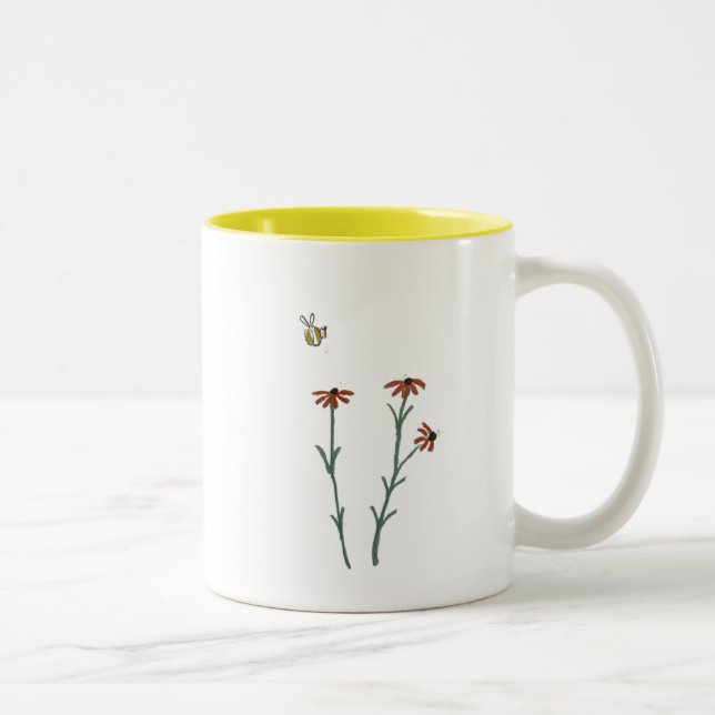 Tasse 2 Couleurs Fleurs d'abeille et d'orange - muqueuse (Droit)