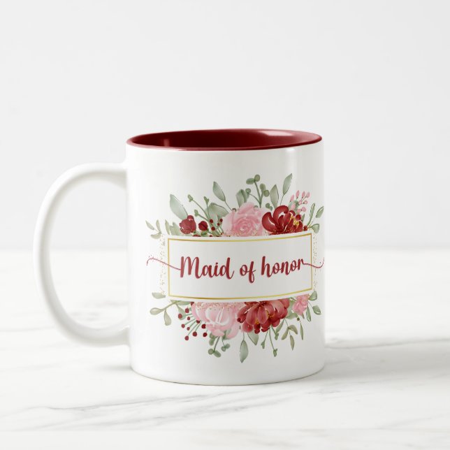 Tasse 2 Couleurs Fleurs d'aquarelle mignonnes de cadeaux d'honneur (Gauche)