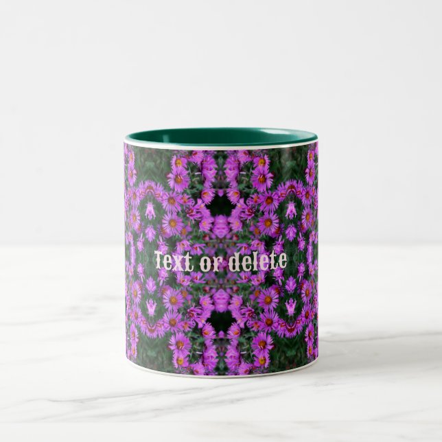 Tasse 2 Couleurs Fleurs d'aster rose d'automne personnalisées (Centre)