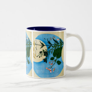 Tasse 2 Couleurs Fleurs d'automne devant la Pleine lune