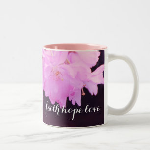 Tasse 2 Couleurs Fleurs de cerisier de rose de nom de monogramme