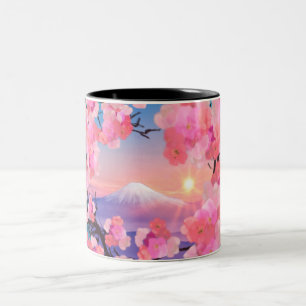 Tasse 2 Couleurs Fleurs de cerisiers par le Mont Fuji 2