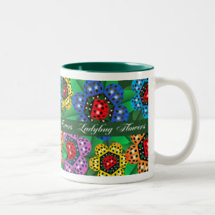 TASSE 2 COULEURS FLEURS DE COCCINELLE