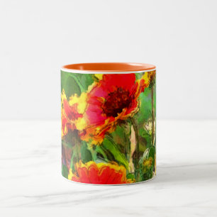 Tasse 2 Couleurs Fleurs de couverture marguerites aquarelle