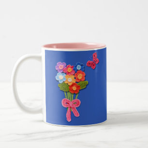 Tasse 2 Couleurs Fleurs de Crochet Papillon et Bow impression