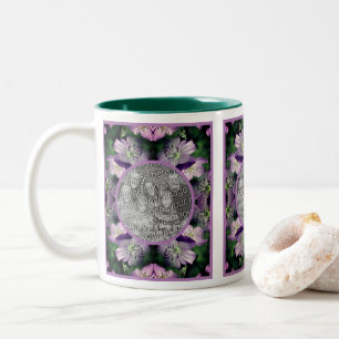 Tasse 2 Couleurs Fleurs de géranium violet Ajouter votre photo