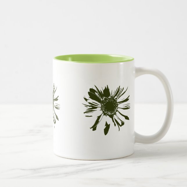 Tasse 2 Couleurs Fleurs de Gerbera verte de chaux (Droit)