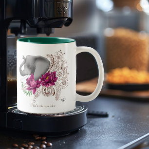 Tasse 2 Couleurs Fleurs de lotus henné éléphant
