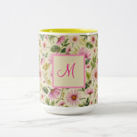 Fleurs De Printemps Élégantes Avec Monogramme
