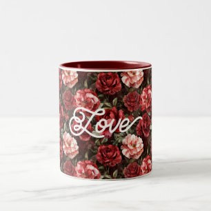 Tasse 2 Couleurs Fleurs de rose rose rouge