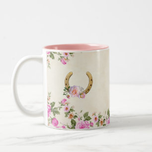 Tasse 2 Couleurs Fleurs en fer à cheval sur beige