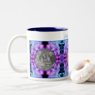 Tasse 2 Couleurs Fleurs Fleurs Abstraites teintées Ajouter votre ph